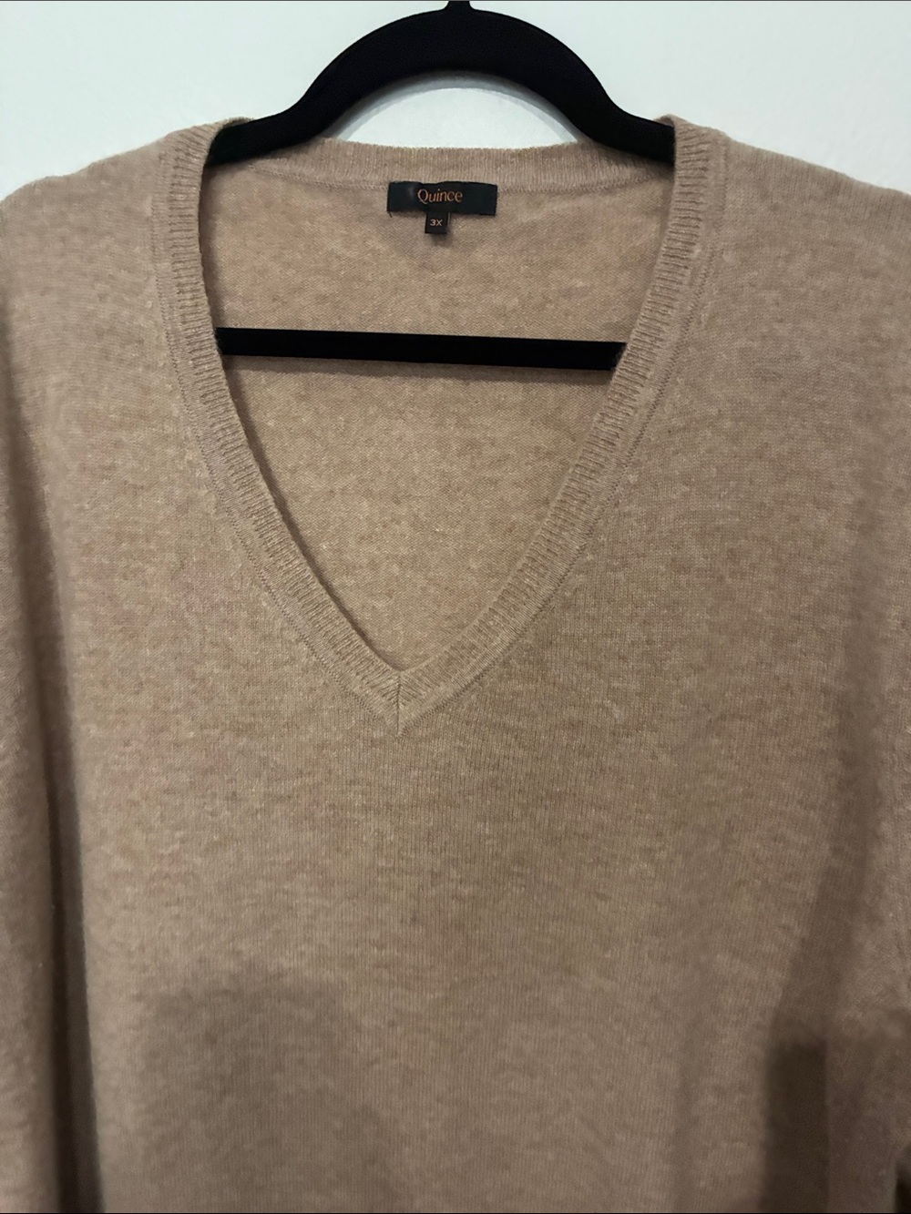 Quince 100% Cashmere V-Neck Women's Sweater in Beige - Picture 6 of 10